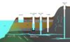 A diagram of the process of water from an underground aquifer.